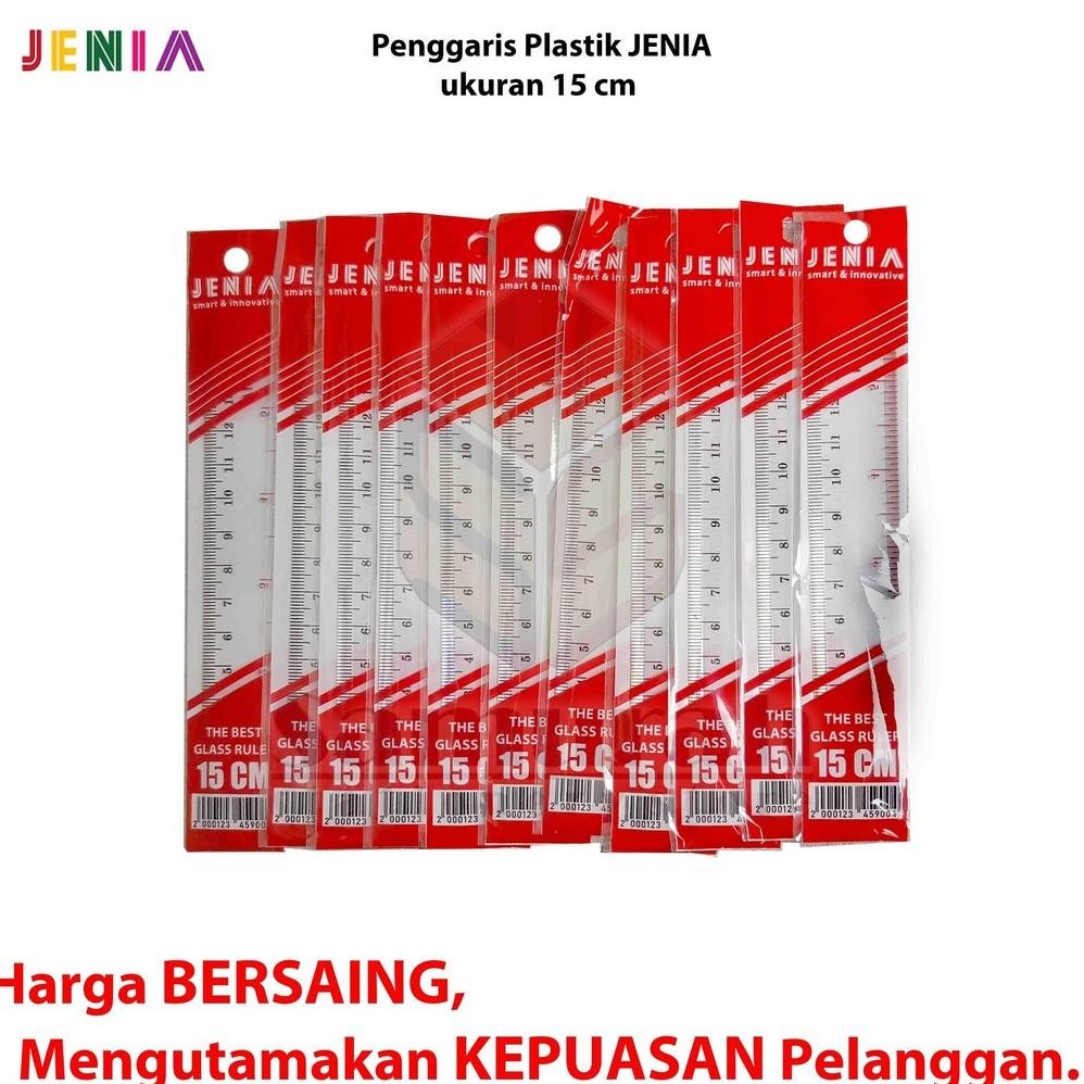 

JH8 Penggaris Plastik Jenia 15 cm Per Box isi 24 Pcs / Garisan Mika pendek 15 sentimeter / Glass Ruler
