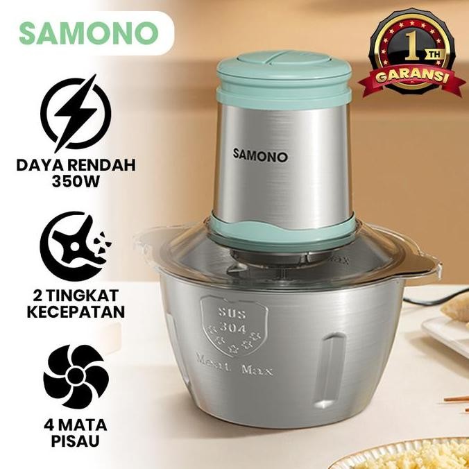 Samono Meat Grinder Chopper Hemat Daya 4 Mata Pisau Food Grade Swcl350