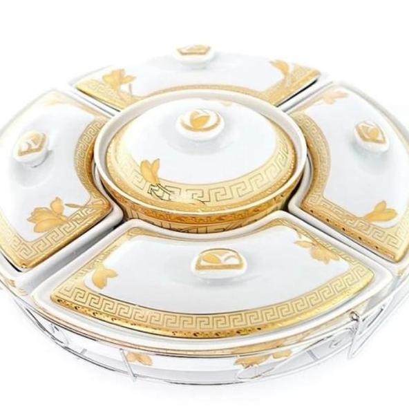 Vicenza Prasmanan Set Wadah Saji Keramik Putar H14 Lily