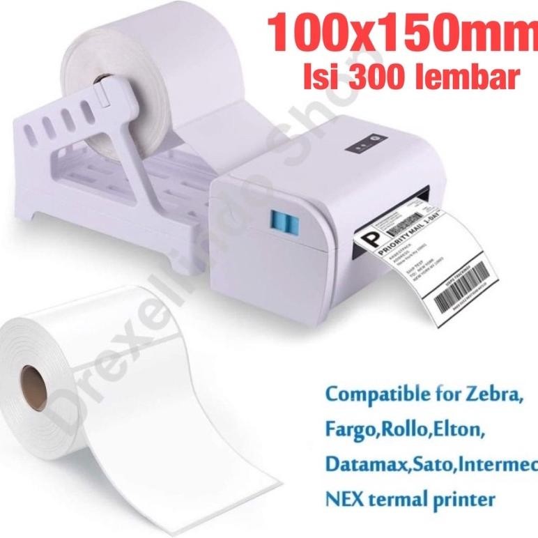 

JH8 Kertas Thermal Label Stiker Barcode GAP Ukuran 100x150mm / 100x150 / 300 Lembar Per 1 Roll