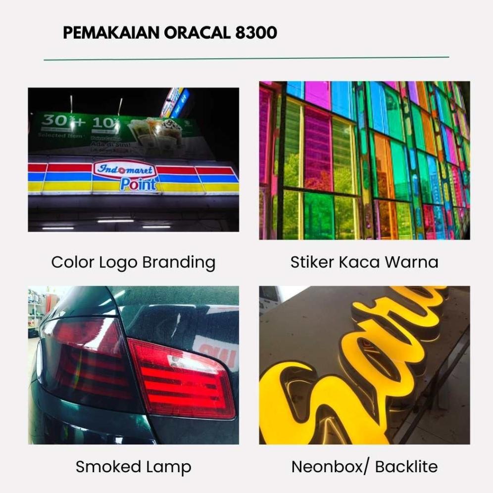 

JH8 Oracal Sticker 8300 Transparent Skotlet Warna Tembus Cahaya Kaca 1 Meter