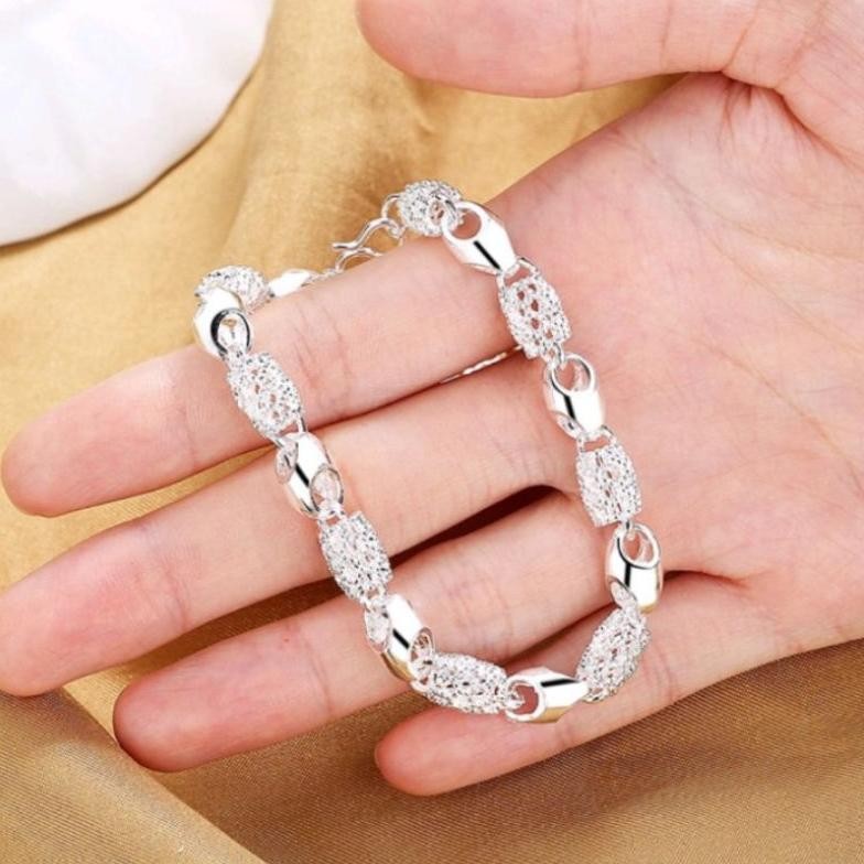 gelang perak titanium silver 999 asli mas putih bola bola korea MURAH