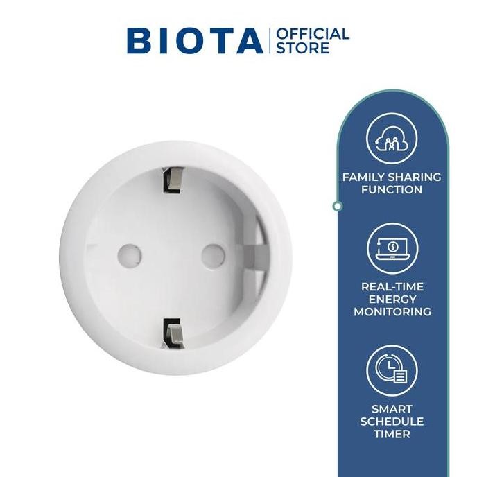 Biota Smart Plug - Colokan Portabel Otomatis Untuk Semua Elektronik Watt Meter Wifi Wireless Persegi