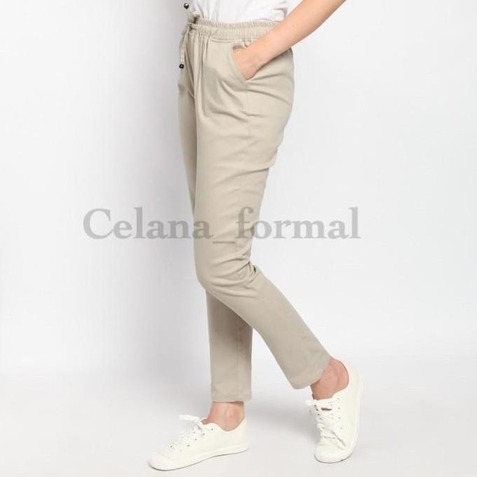 CELANA CHINO WANITA PINGGANG KARET SLIM FIT KATUN TWILL/CHINO WANITA