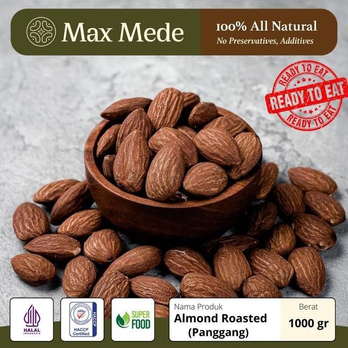 

Kacang Almond Panggang Roasted Kupas Utuh Tanpa Kulit Tawar Matang 1kg