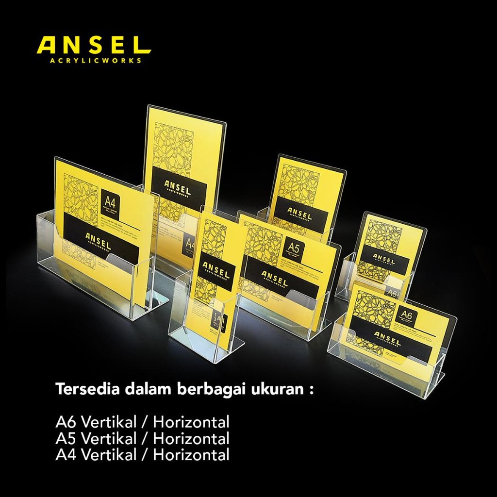 

ANSEL TEMPAT BROSUR AKRILIK / ACRYLIC FLYER HOLDER - A4 HORIZONTAL - TIPE A BENING