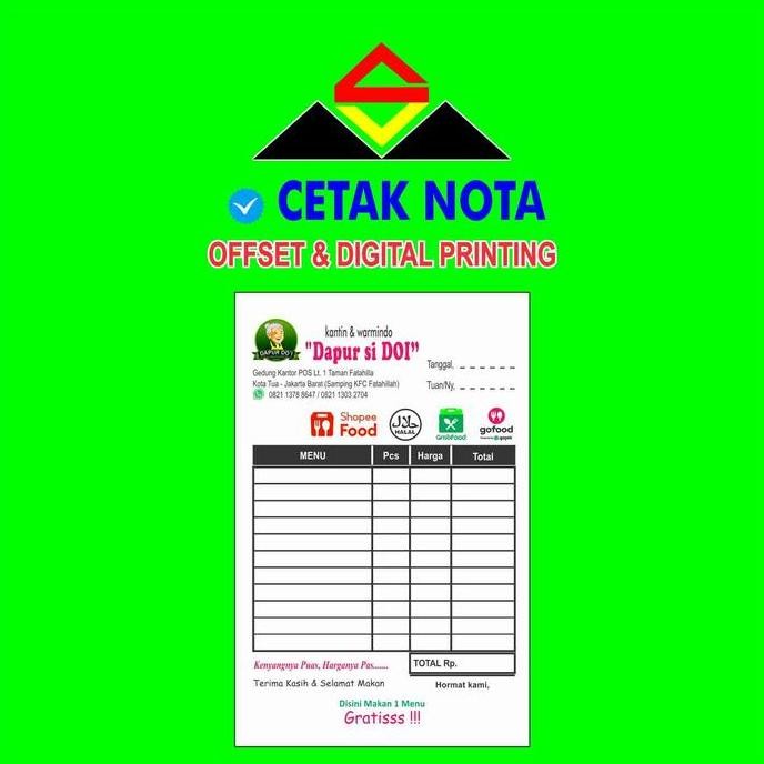 

Nota Digital Print 3Ply (10 Buku)