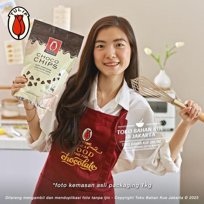 

Tulip Dark Chocolate Chip 1Kg Pack Asli Chocochip Cokelat Chips Coklat
