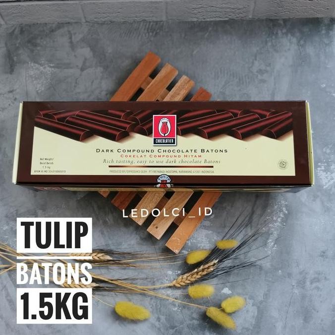 

Tulip Coklat Stick Dark Chocolate Compound Batons 1.5 Kg (Kemasan Box)