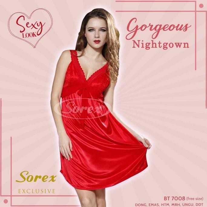 Sorex Lingerie Baju Tidur Premium Satin Look Gorgeous Nightgown 7008