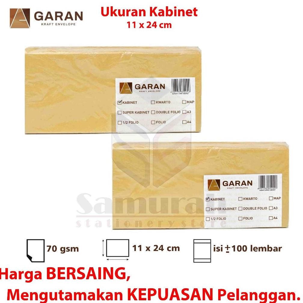 

JH8 Amplop Kertas Coklat GARAN Ukuran Kabinet Kaca 11 x 24 cm / Amplop Gaji Jendela Kiri - Kanan 70 Gsm - Gram 1 pak isi 100