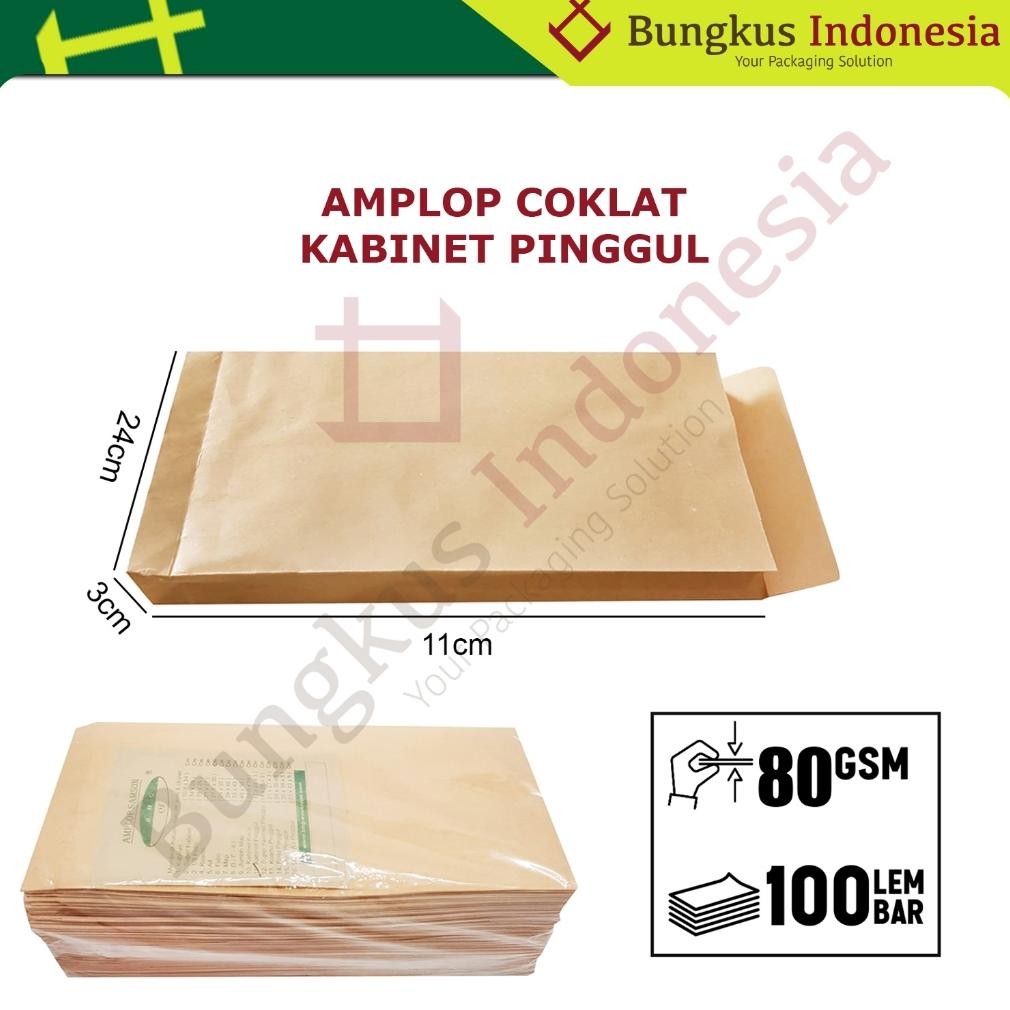 

JH8 Amplop Coklat Kabinet Pinggul 11x24cm isi 100lbr amplop uang