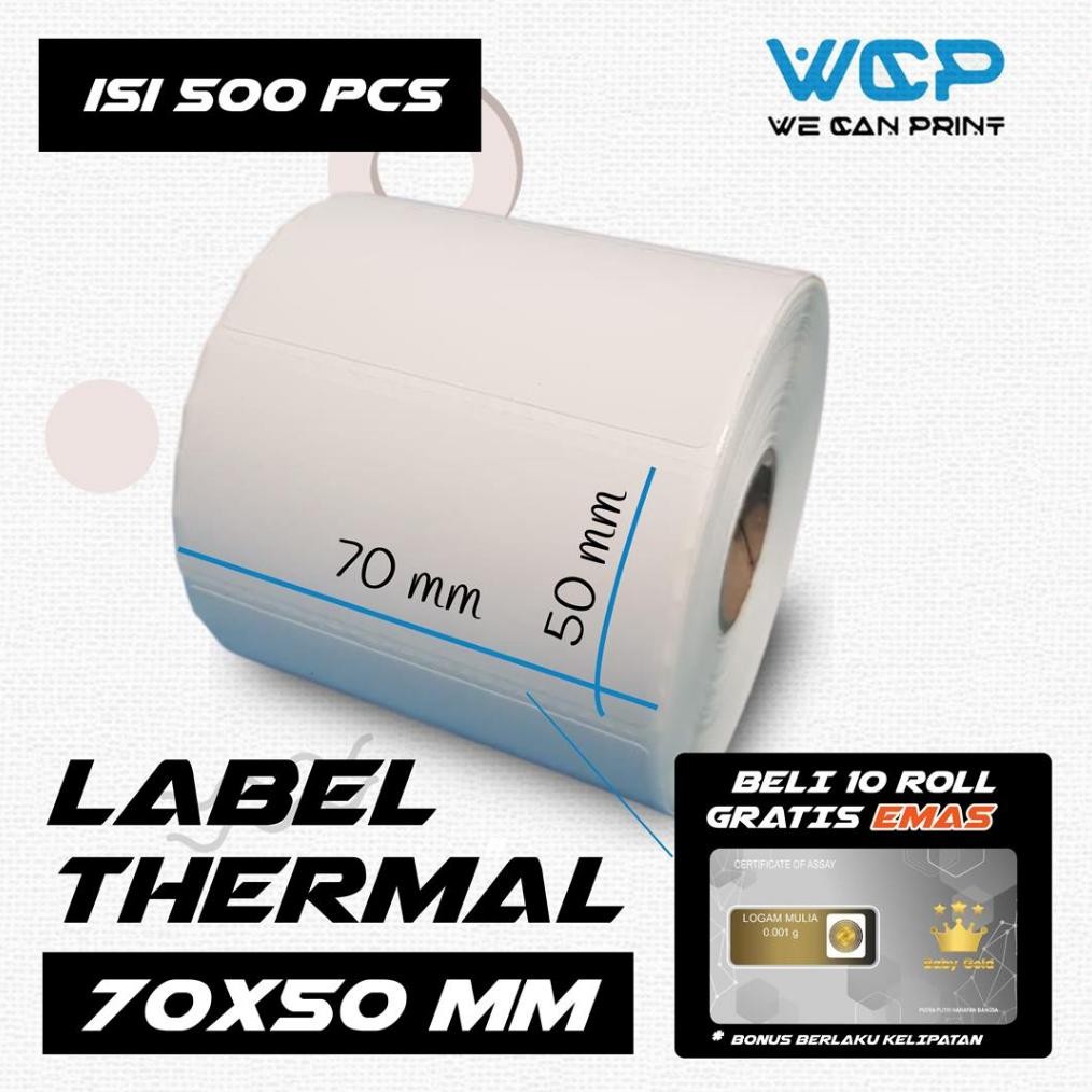 

JH8 Kertas Struk Printer Stiker Label Barcode Thermal Paper Resi 70mm 50mm 70x50 isi 500 pcs