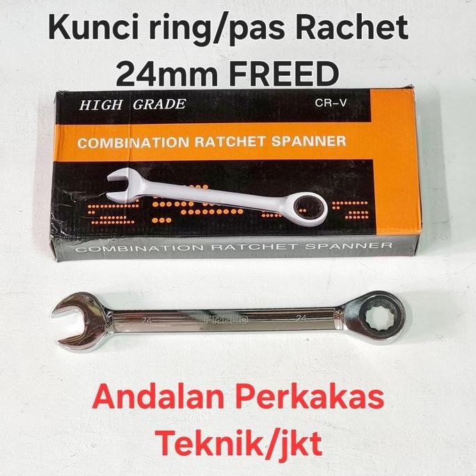 Kunci ring/pas rachet 24mm CRV MIRROR Merk D