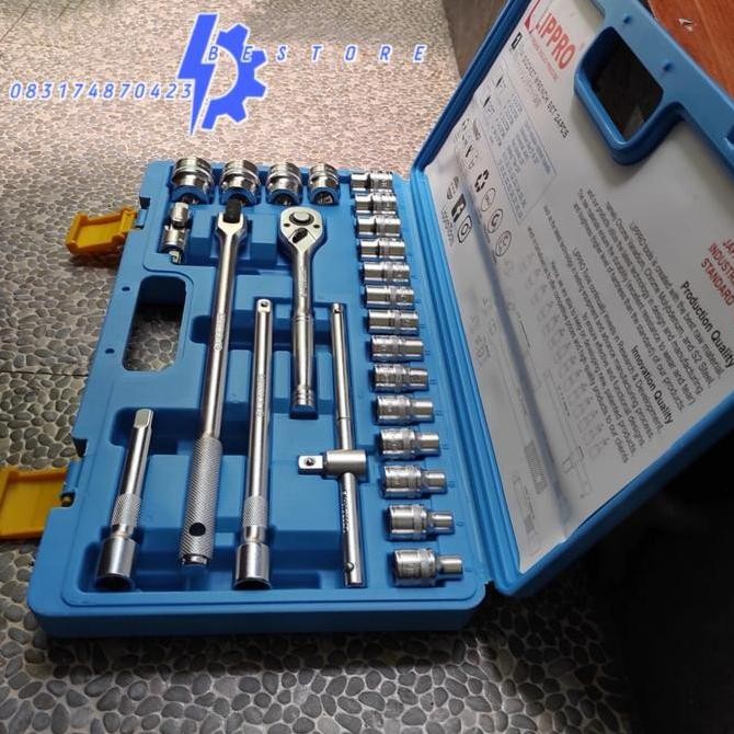 KUNCI SHOCK SET 24 PCS LIPPRO JAPAN SOCKET WRENCH SET 1/2"