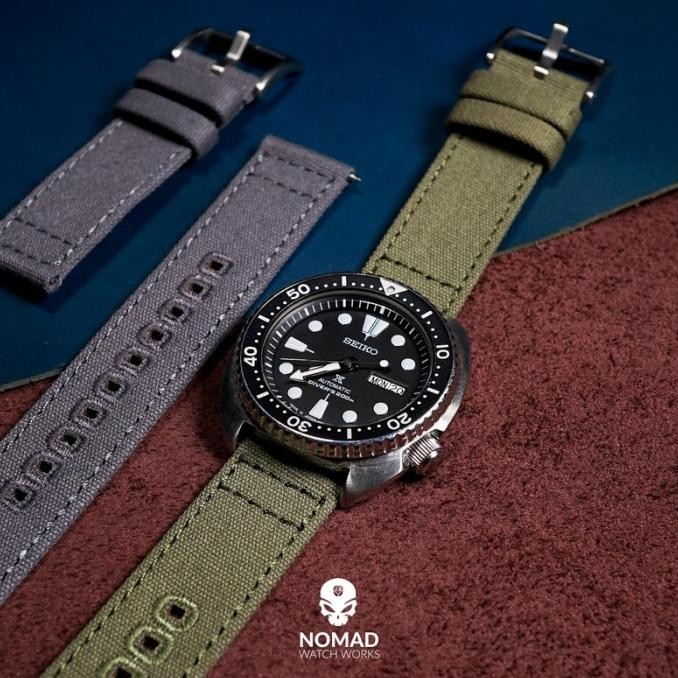 new  22 MM - CANVAS STRAP - TALI JAM TANGAN KANVAS DW SEIKO - OLIVE HIJAU