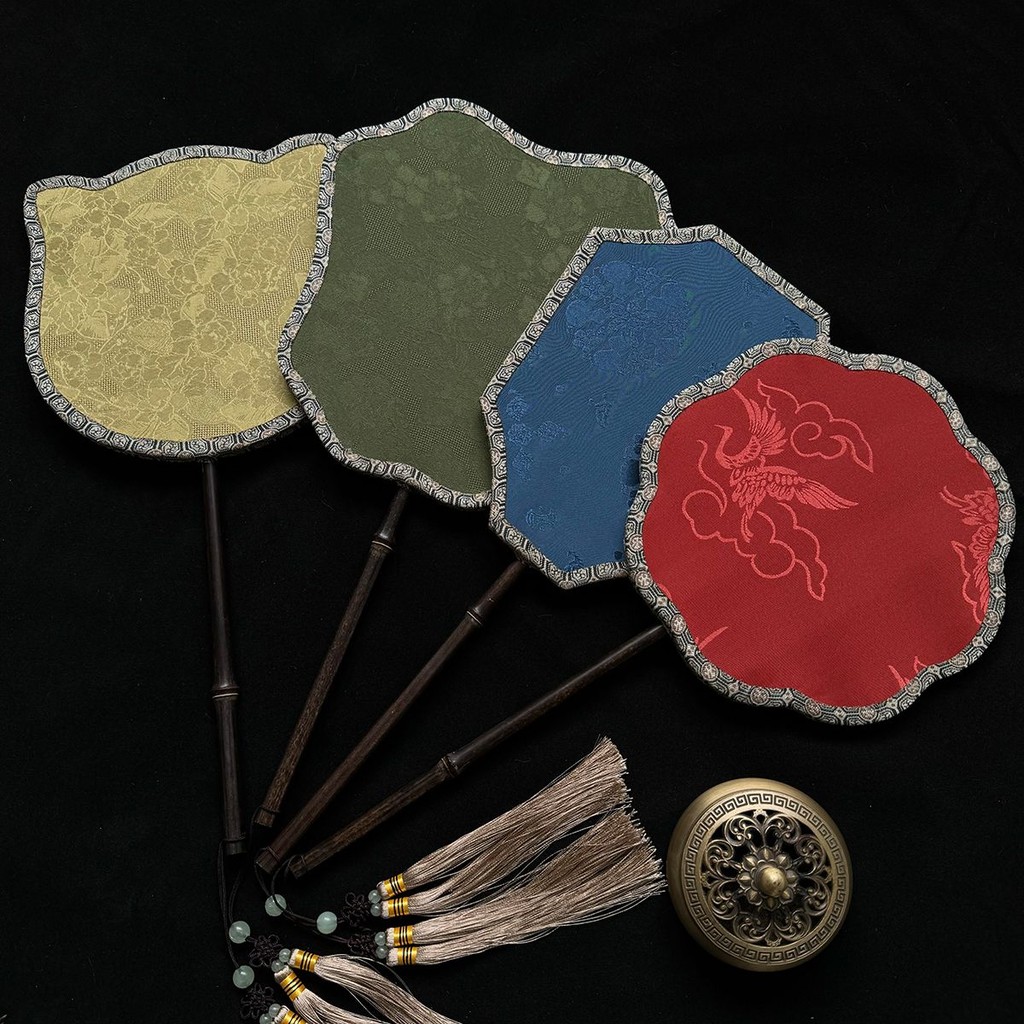 Kipas Bulat Pegangan Bambu Ungu Kipas Tradisional Cina