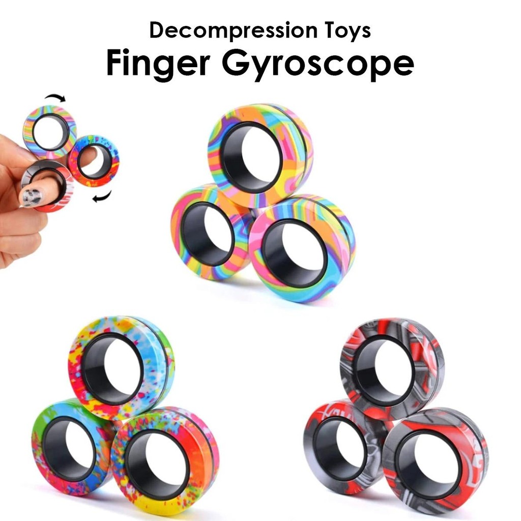 3Pcs Magnetic Rings Fidget Toy Set Adult Fidget Magnets Spinner Rings Fidget Pack Great Gift for Adu