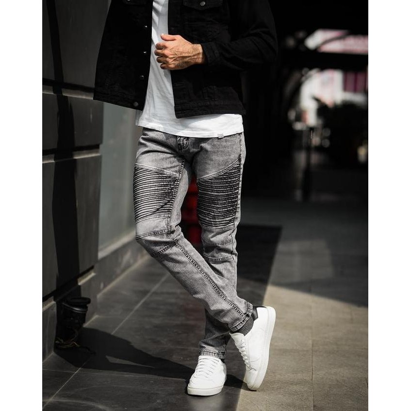 Weird Jeans - Biker Pure Grey - Celana Jeans Pria Skinny Slimfit