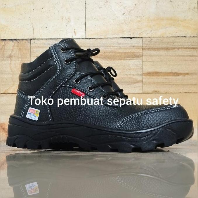 TGR Sepatu safety kulit sapi asli king skn ujung besi keselamatan kerja pabrik pom bengkel tahan api