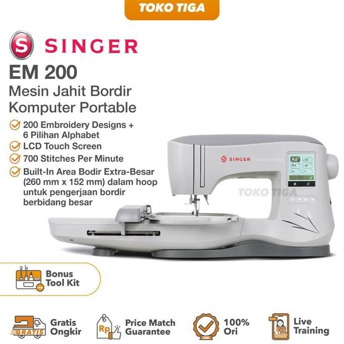 MESIN JAHIT BORDIR KOMPUTER SINGER EM 200 / EM200 QUANTUM STYLIST