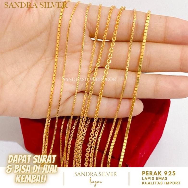 Kalung Perak 925 lapis emas gold- kalung dewasa perak 925 MURAH