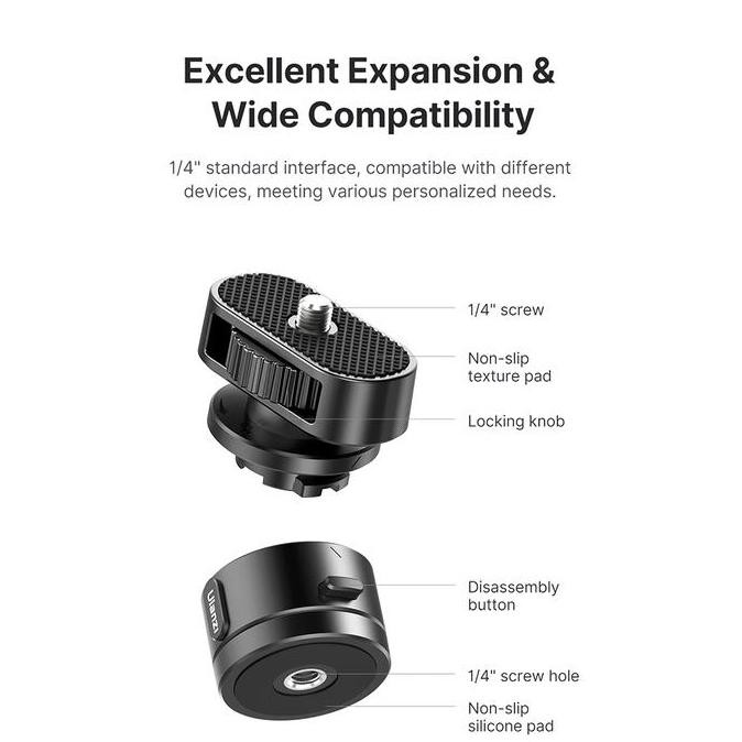 ULANZI C016 Magnetic Quick Release 1/4 Screw Adapater Tripod Mount for Kamera / LED / Mic / Clip HP 