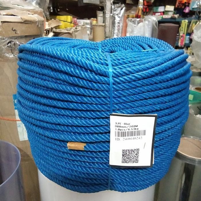 

(100 Meter) Tali Tambang Plastik 8 Mm Warna Biru Original Dan Terpercaya