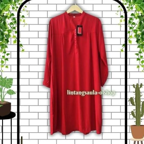 Tunik Polos Rayon Jumbo Merah Cabe