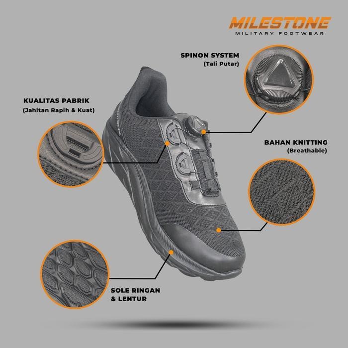 Sepatu Running Tali Putar Untuk Olahraga Lari Milestone Montana Spesifikasi Standart Jatah Tni Polri