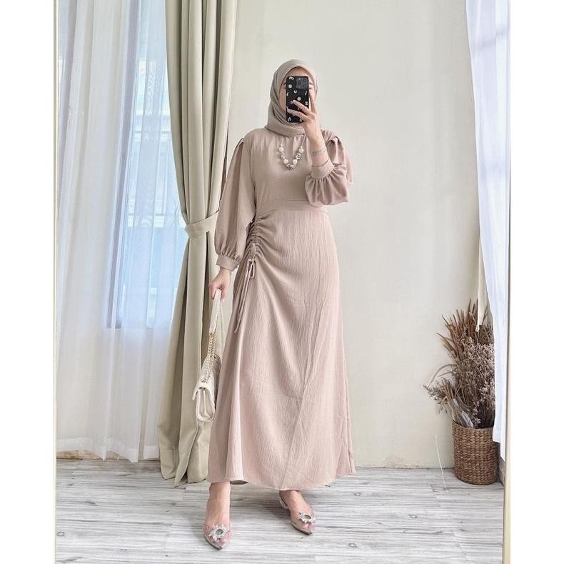 Original Size S M L Xl  Erica 2 Dress Crincle Airflow Gamis Serut Remaja Kekinian Gamis Pesta Kondan