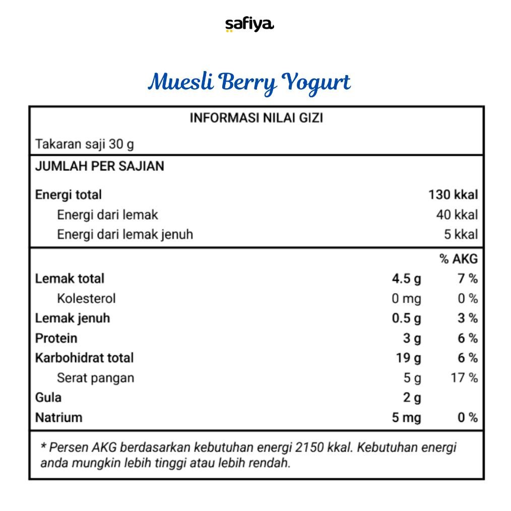 

_Kecil_ Muesli Safiya 1 Kg Oatmeal Dried Fruit Almond | Sereal Diet Sarapan Sehat Premium Wes-24