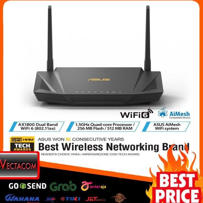 Asus Rt-Ax56U Ax1800 Dual Band Wifi Mu-Mimo Route New Stok