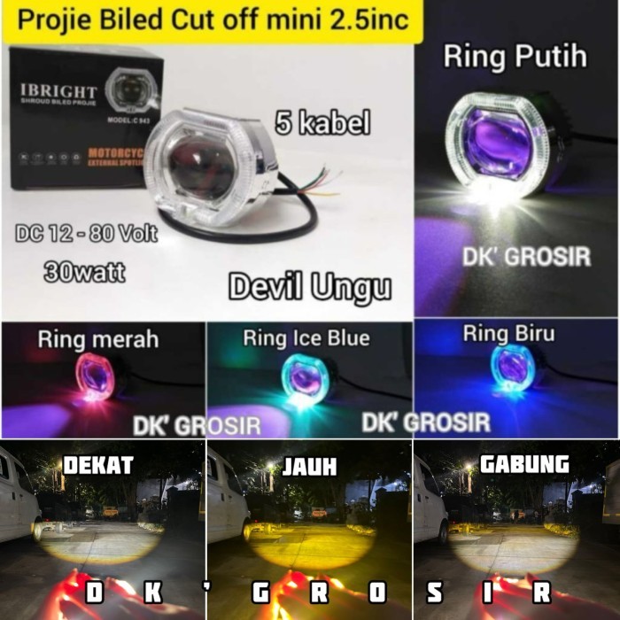 TERBARU IBRIGHT - Projie Biled Cut Off mini 2.5 INC D2 D3 Jauh Dekat 30watt PROMO