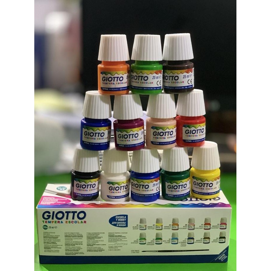 

Giotto tempera escolar paint 25ML 12 warna Washable Non Toxic