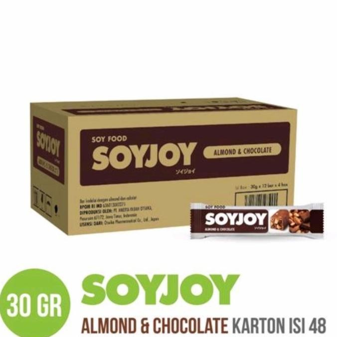 

soyjoy almond chocolate 30 gr, isi 1 karton 48 bar termurah