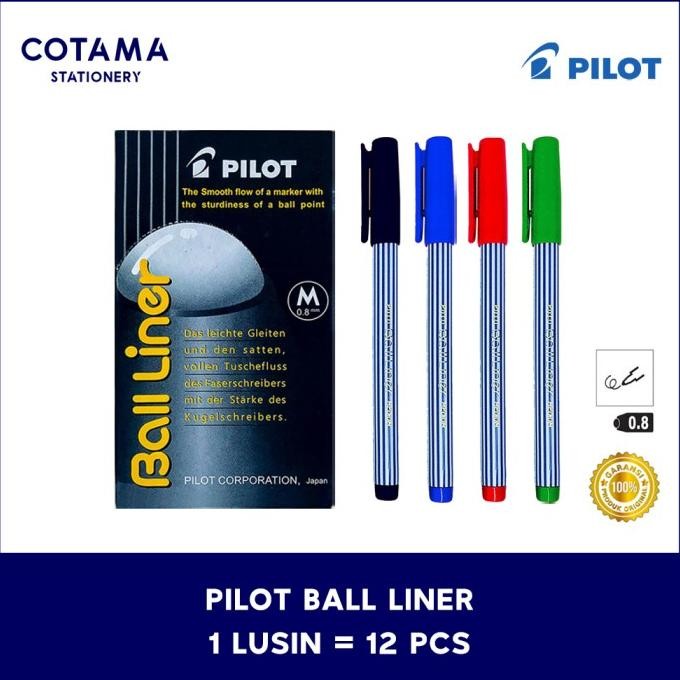

Pulpen Pilot Balliner / Bolpoin Ball Liner 0.8 Mm - 1 Lusin Isi 12 Pcs Stok Terbatas