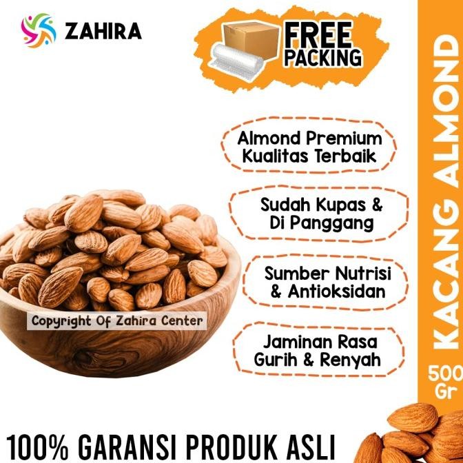 

kacang almond organik roasted 500gr panggang kupas matang siap makan termurah