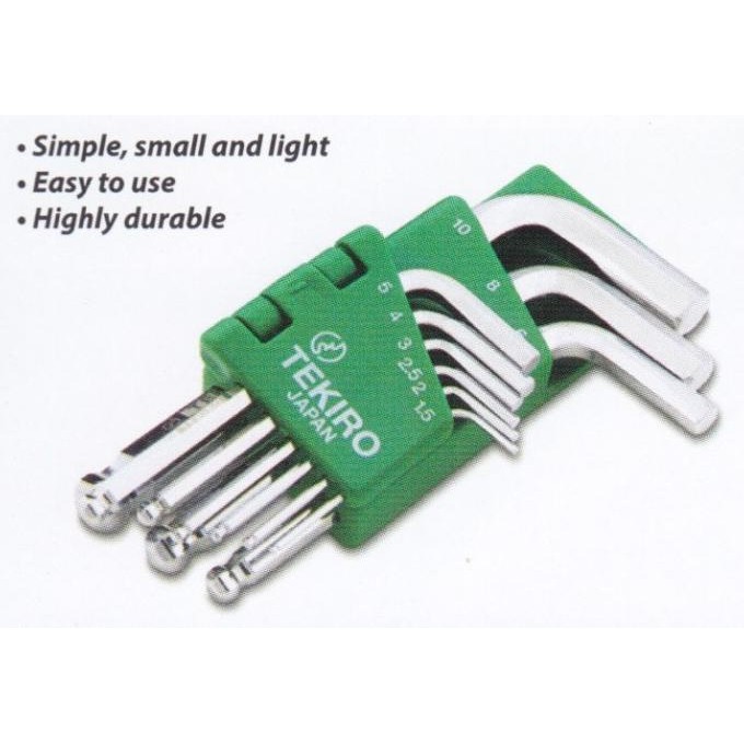 

Kunci L Set 9 Pcs Pendek 1,5-10 Mm Pulpen Tekiro / Ballpoint Hex Key S Stok Terbatas