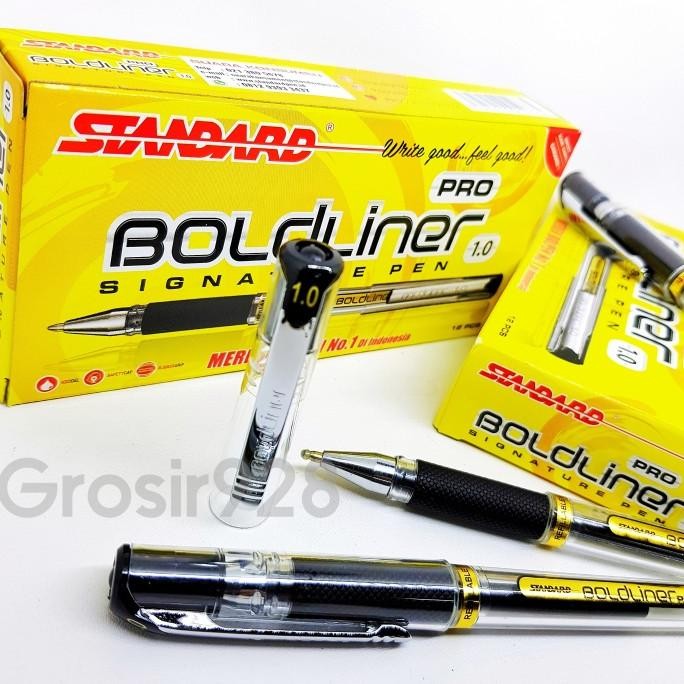 

(Per 12) Pen / Pulpen Gel 1.0 Standard Bold Liner Pro Black Stok Terbatas
