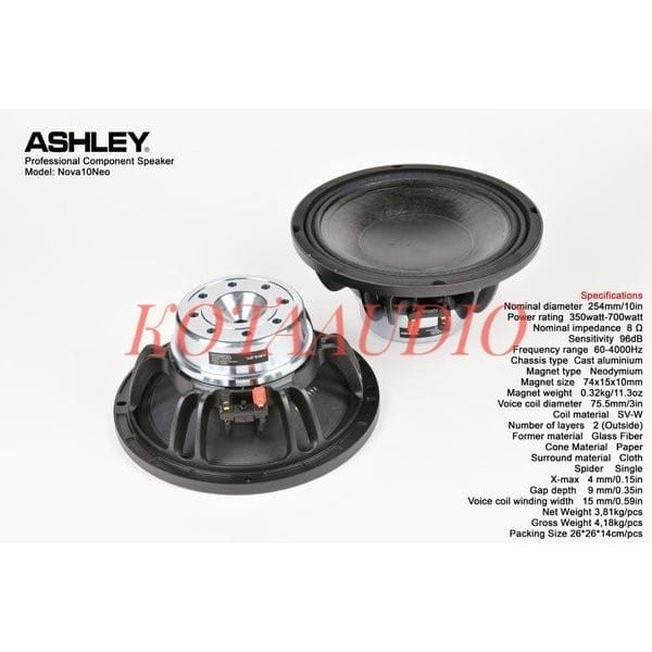 Speaker Komponen Ashley Nova 10 Neo / Nova10Neo 10 Inch Ori Nova 10Neo