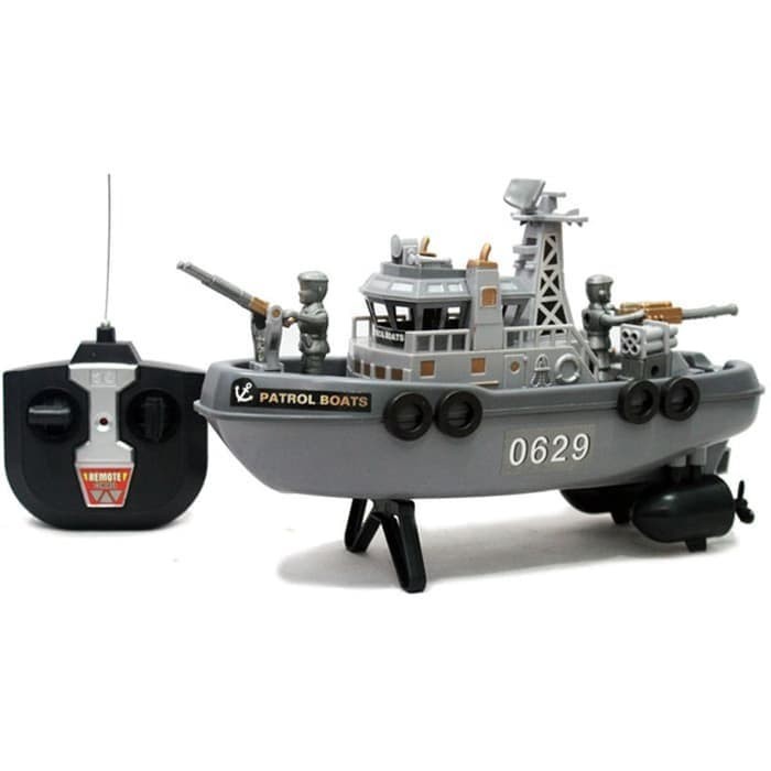 Murah Mainan Anak Remote Control Perahu Kapal Perang Marine Patrol Boat Non COD