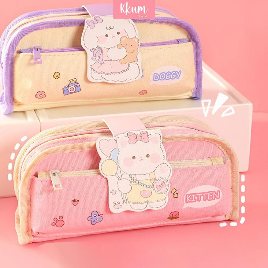 

PROMO Tempat pensil anak murah anti air kanvas/ Kotak pensil 2 risleting gha-65
