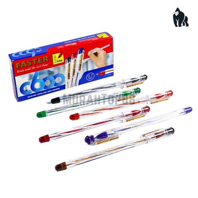 

Produk Baru!! [12 PCS] Pulpen Pen Faster C600 / Ballpoint Bolpen Hitam Biru Merah