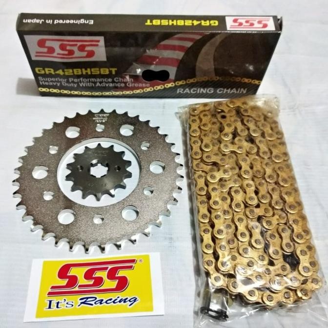 Gear Set Sss Byson Rantai Gold 428 Hsbt 140L Original