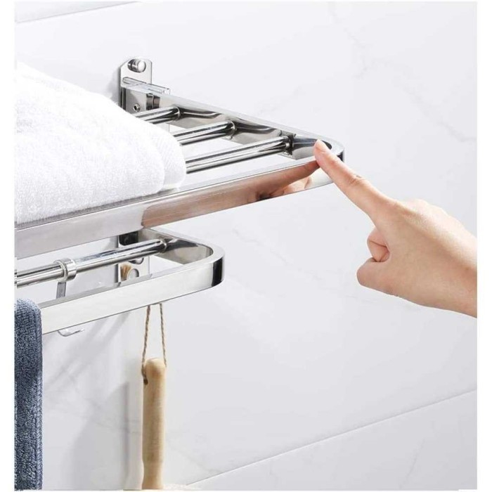 GANTUNGAN HANDUK KAMAR MANDI STAINLESS DINDING LIPAT MINIMALIS HOTEL