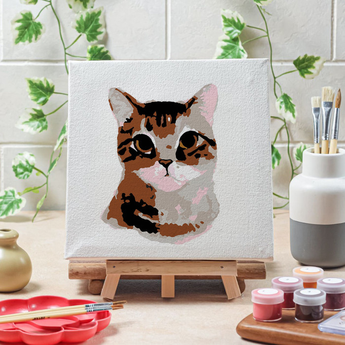 

PROMO! Paint by number lukisan kucing cat canvas 20x20 cm