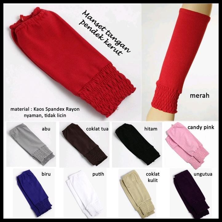 Manset Tangan Wanita Hijab Kerut  Smoke Pendek Premium Sepasang 2 Pcs Best Seller