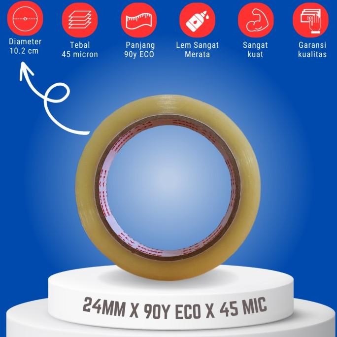 

Terlaris Flyhome Lakban Solasi 1Inci 90Yard 24X90 Yard 1 Dus (144) Isolasi Tape Ready Stok