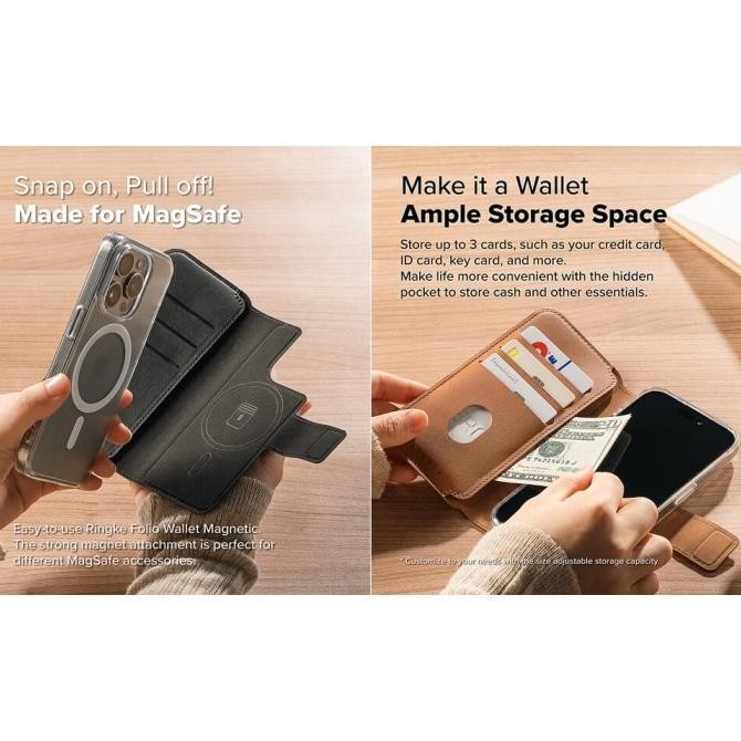 

Terlaris Ringke Iphone 16 Pro / 16 / 15 Pro / 15 / 14 Pro / 14 / 13 Pro / 13 Folio Wallet Magnetic Black Case Kulit Casing Buku Book Standing Ready Stok